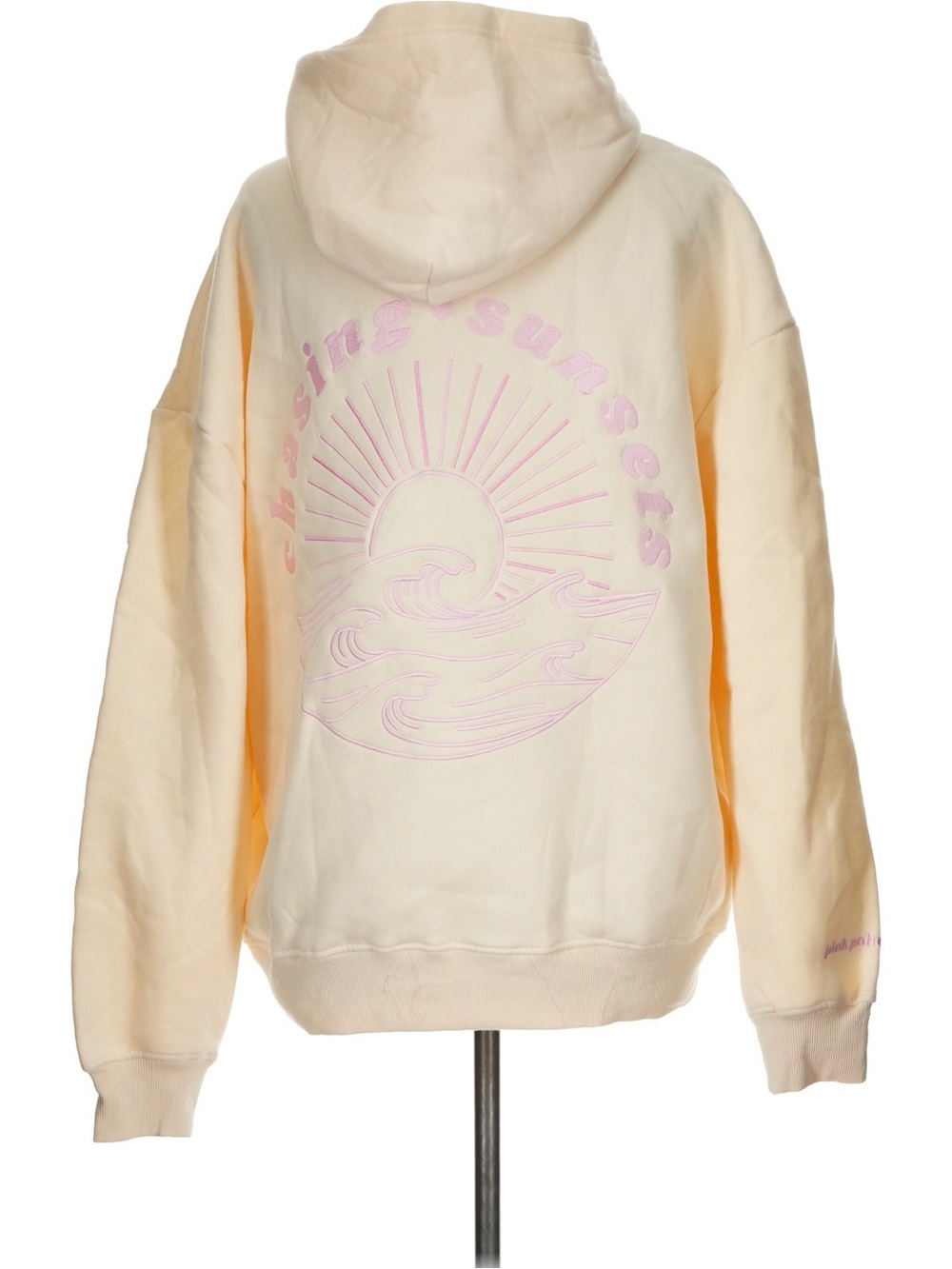 PINK PALM PUFF Yellow Pink Chasing Sunsets Hoodie Size Large NWOT - Picture 2 of 5